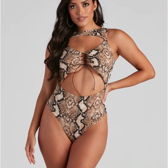 Bold Diva Cutout Snake Bodysuit Sz Small - Picture 3 of 10
